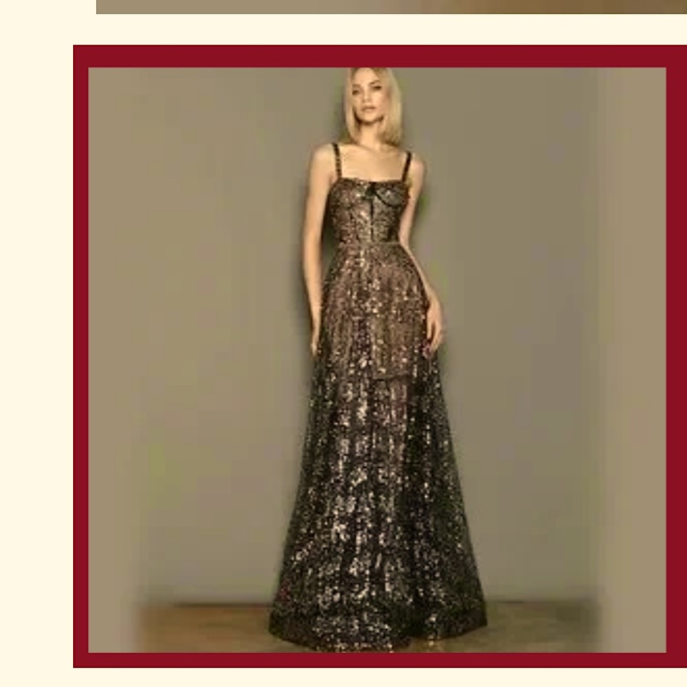 Bronx and Banco Midnight Noir Gown in Gold and Black